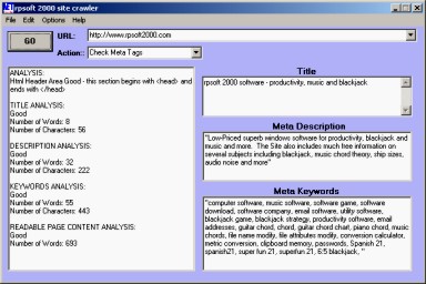 picture showing rpsoft 2000 site-crawler software screen for meta tag applications