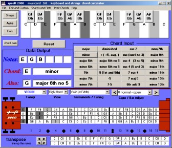 violin chord usage of the musicord software program