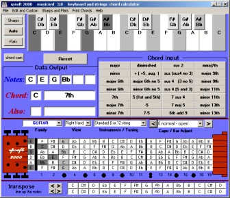 piano chord usage of the musicord software program